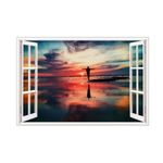 Casa si Gradina - Decoratiuni - Stickere decorative - Sticker decorativ, Fereastra 3D, Ocean, Apus, 85 cm, 586STK - Infinity.ro