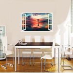 Casa si Gradina - Decoratiuni - Stickere decorative - Sticker decorativ, Fereastra 3D, Ocean, Apus, 85 cm, 586STK - Infinity.ro