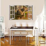Casa si Gradina - Decoratiuni - Stickere decorative - Sticker decorativ, Fereastra 3D, Pisica, 85 cm, 502STK - Infinity.ro