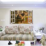 Casa si Gradina - Decoratiuni - Stickere decorative - Sticker decorativ, Fereastra 3D, Pisica, 85 cm, 502STK - Infinity.ro