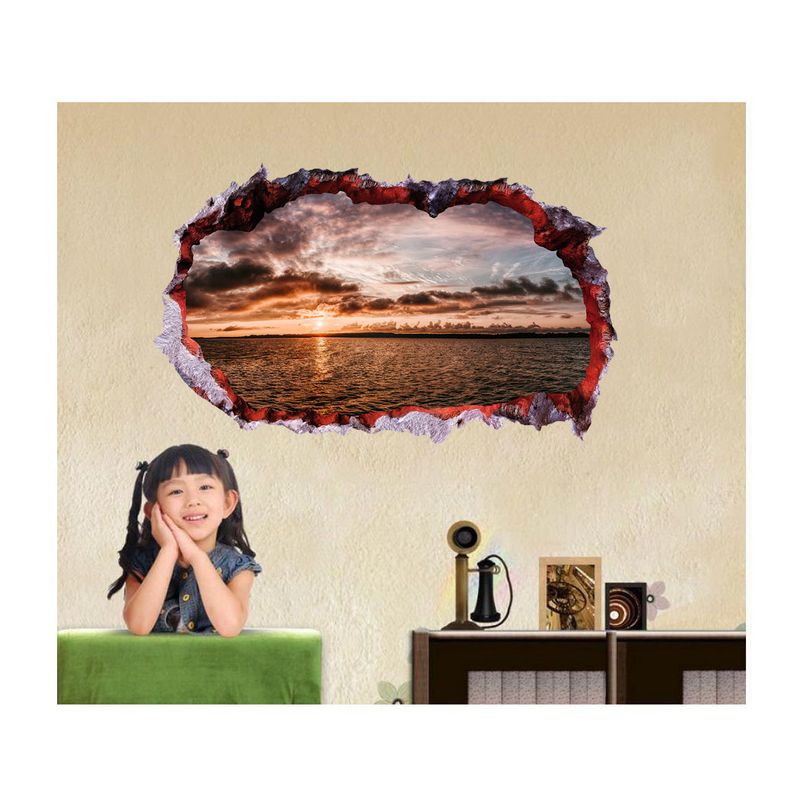 Casa si Gradina - Decoratiuni - Stickere decorative - Sticker decorativ, Gaura in perete 3D, Ocean, 85 cm, 335STK-1 - Infinity.ro