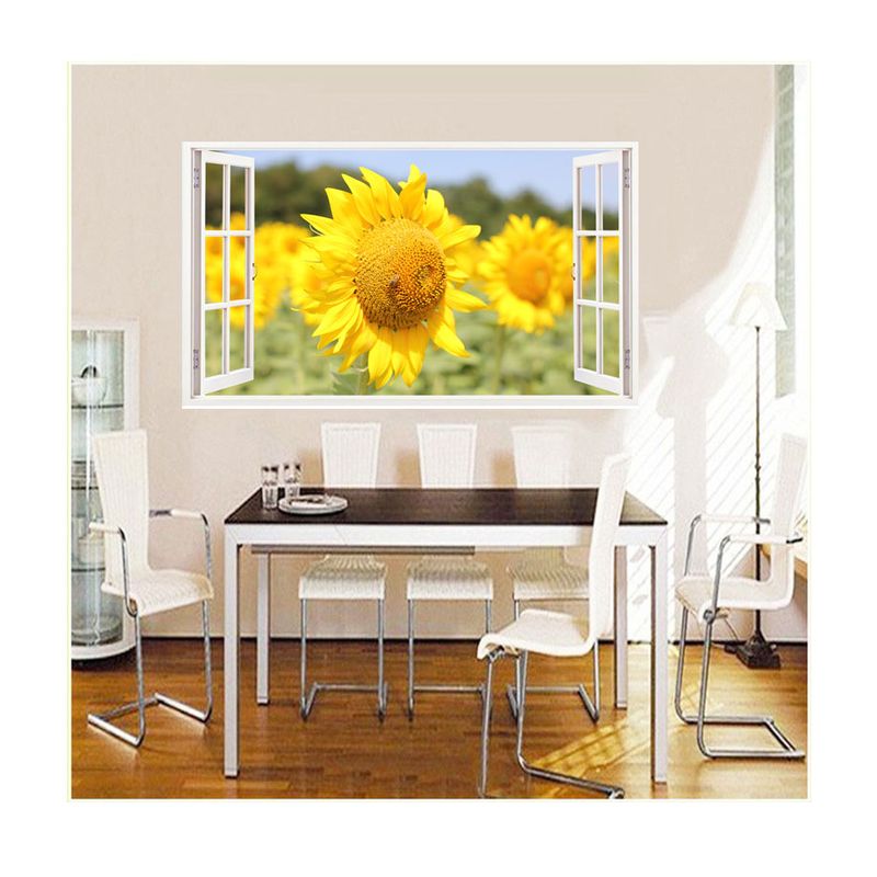 Casa si Gradina - Decoratiuni - Stickere decorative - Sticker decorativ, Fereastra 3D, floarea soarelui, 85 cm, 336STK - Infinity.ro