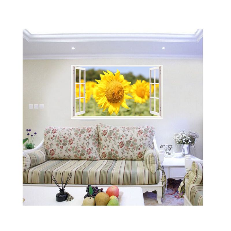 Casa si Gradina - Decoratiuni - Stickere decorative - Sticker decorativ, Fereastra 3D, floarea soarelui, 85 cm, 336STK - Infinity.ro