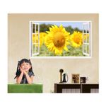 Casa si Gradina - Decoratiuni - Stickere decorative - Sticker decorativ, Fereastra 3D, floarea soarelui, 85 cm, 336STK - Infinity.ro