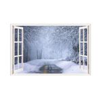 Casa si Gradina - Decoratiuni - Stickere decorative - Sticker decorativ, Fereastra 3D, Iarna, 85 cm, 698STK - Infinity.ro