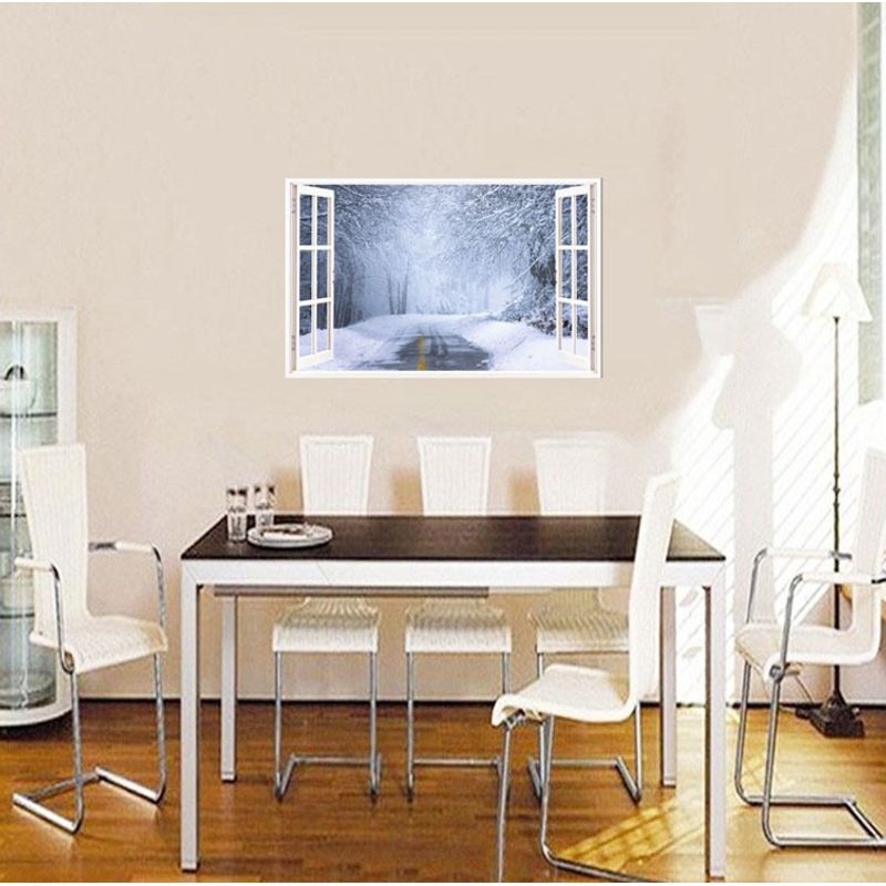 Casa si Gradina - Decoratiuni - Stickere decorative - Sticker decorativ, Fereastra 3D, Iarna, 85 cm, 698STK - Infinity.ro