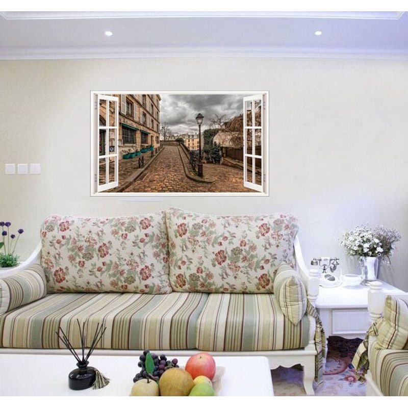 Casa si Gradina - Decoratiuni - Stickere decorative - Sticker decorativ, Fereastra 3D, Oras, 85 cm, 564STK - Infinity.ro