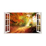 Casa si Gradina - Decoratiuni - Stickere decorative - Sticker decorativ, Fereastra 3D, Toamna, 85 cm, 213STK - Infinity.ro