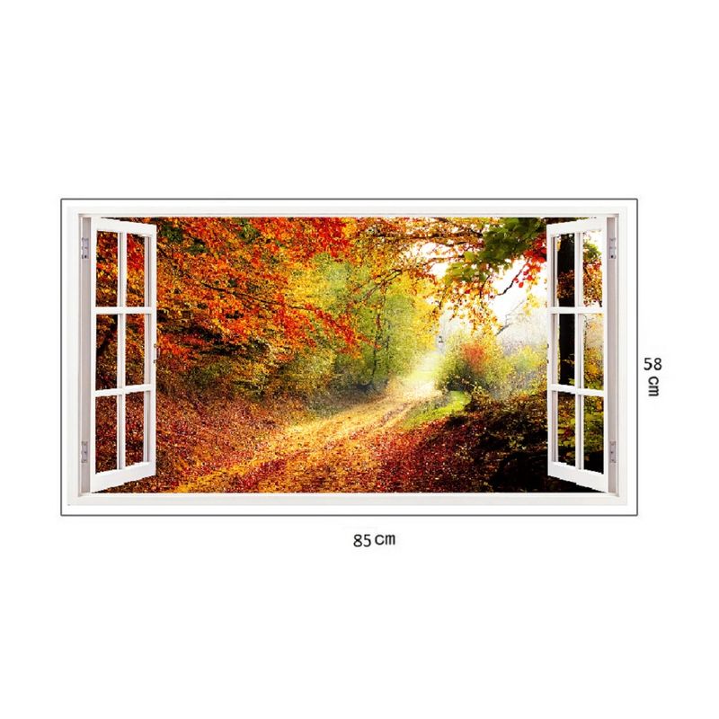 Casa si Gradina - Decoratiuni - Stickere decorative - Sticker decorativ, Fereastra 3D, Toamna, 85 cm, 213STK - Infinity.ro
