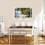 Casa si Gradina - Decoratiuni - Stickere decorative - Sticker decorativ, Fereastra 3D, Plaja, Caraibe, 85 cm, 588STK - Infinity.ro