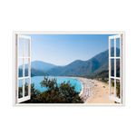 Casa si Gradina - Decoratiuni - Stickere decorative - Sticker decorativ, Fereastra 3D, Plaja, 85 cm, 576STK - Infinity.ro