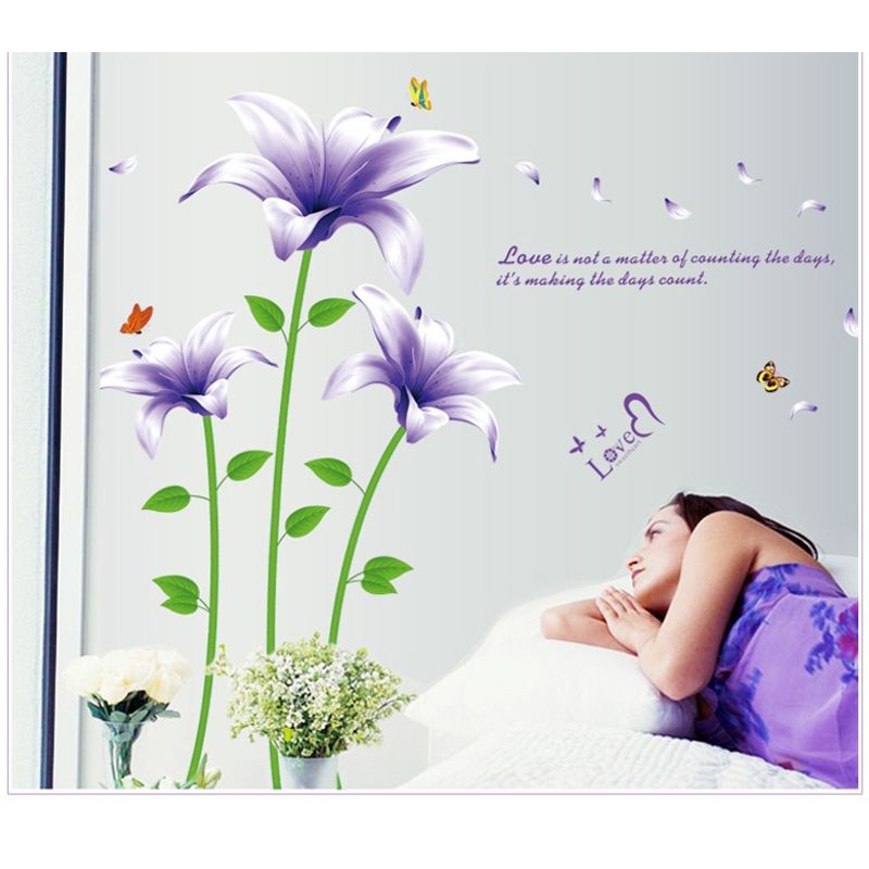 Casa si Gradina - Decoratiuni - Stickere decorative - Sticker decorativ, flori mov, 170 cm, 739STK - Infinity.ro