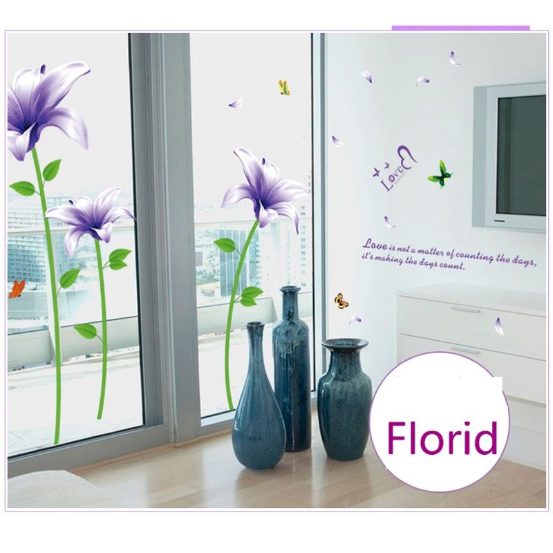 Casa si Gradina - Decoratiuni - Stickere decorative - Sticker decorativ, flori mov, 170 cm, 739STK - Infinity.ro