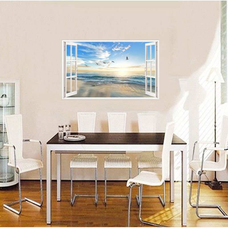 Casa si Gradina - Decoratiuni - Stickere decorative - Sticker decorativ, Fereastra 3D, Ocean, 85 cm, 584STK - Infinity.ro
