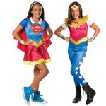Jucarii, Copii si Bebe - Jucarii si jocuri - Jucarii de rol - Masti si costume copii - Set doua costume Wonder Woman si Supergirl pentru fete 7-8 ani 128 cm - Infinity.ro