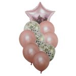 Casa si Gradina - Decoratiuni - Decoratiuni petrecere - Baloane - Buchet 9 baloane din latex cu confetti Magic Star Rose - Infinity.ro