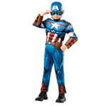 Jucarii, Copii si Bebe - Jucarii si jocuri - Jucarii de rol - Masti si costume copii - Costum Captain America Deluxe cu muschi pentru baieti 7-8 ani 128 cm - Infinity.ro