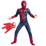 Jucarii, Copii si Bebe - Jucarii si jocuri - Jucarii de rol - Masti si costume copii - Set costum Spiderman cu muschi si lansator discuri pentru baieti 110-120 cm 5-7 ani - Infinity.ro