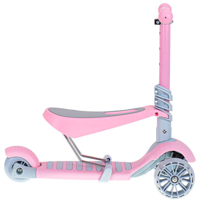 Jucarii, Copii si Bebe - Jucarii si jocuri - Jucarii de exterior - Triciclete - Tricicleta + Trotineta + Skateboard (3in1) roti iluminate LED - ROZ - Infinity.ro