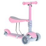 Jucarii, Copii si Bebe - Jucarii si jocuri - Jucarii de exterior - Triciclete - Tricicleta + Trotineta + Skateboard (3in1) roti iluminate LED - ROZ - Infinity.ro