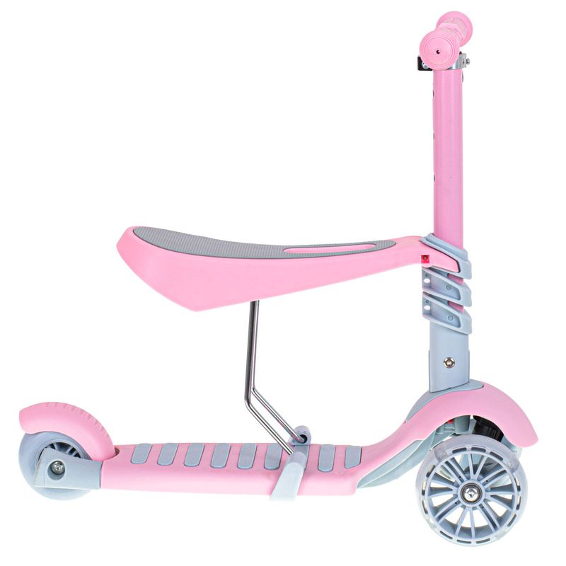 Jucarii, Copii si Bebe - Jucarii si jocuri - Jucarii de exterior - Triciclete - Tricicleta + Trotineta + Skateboard (3in1) roti iluminate LED - ROZ - Infinity.ro