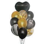 Casa si Gradina - Decoratiuni - Decoratiuni petrecere - Baloane - Buchet 10 baloane din latex cu confetti Black Heart - Infinity.ro