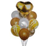 Casa si Gradina - Decoratiuni - Decoratiuni petrecere - Baloane - Buchet 10 baloane din latex cu confetti Gold Heart - Infinity.ro