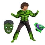 Jucarii, Copii si Bebe - Jucarii si jocuri - Jucarii de rol - Masti si costume copii - Set costum Hulk cu lansator si masca led pentru baiat 100-110 cm 3-5 ani - Infinity.ro