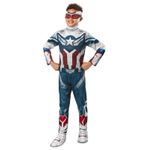 Jucarii, Copii si Bebe - Jucarii si jocuri - Jucarii de rol - Masti si costume copii - Costum Captain America Deluxe cu muschi pentru baieti - The Falcon and the Winter Soldier 130 - 140 cm 8-10 ani - Infinity.ro