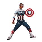 Jucarii, Copii si Bebe - Jucarii si jocuri - Jucarii de rol - Masti si costume copii - Costum Captain America Deluxe cu muschi pentru baieti - The Falcon and the Winter Soldier 130 - 140 cm 8-10 ani - Infinity.ro