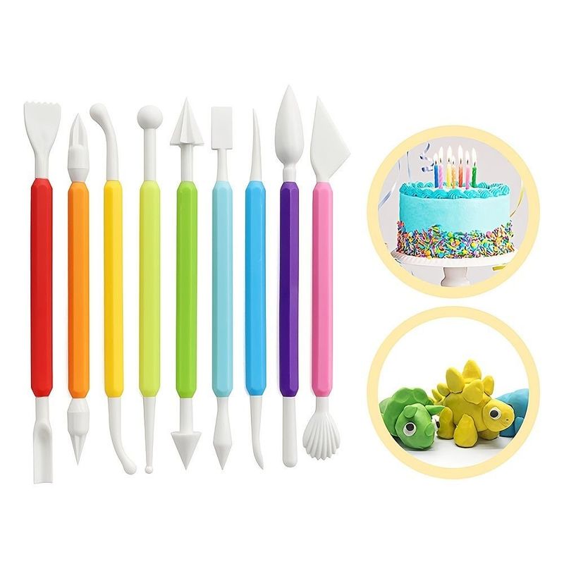 Casa si Gradina - Bucatarie si vesela - Ustensile bucatarie - Ustensile ornare prajituri - Set 9 Instrumente de modelat pentru cofetarie, multicolor, 17 cm, 369COF - Infinity.ro