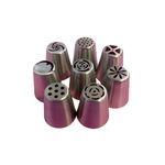 Casa si Gradina - Bucatarie si vesela - Ustensile bucatarie - Ustensile ornare prajituri - Set 8 duiuri ornat din inox cu adaptor inclus, 4.2 cm, Rose, 84COF - Infinity.ro