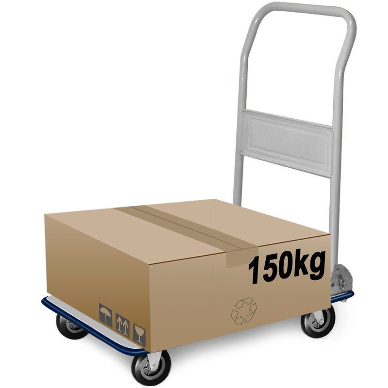 Casa si Gradina - Constructii - Depozitare, transport si protectie - Echipamente pentru transport si ridicat - Carucior cu platforma Pliabil , 83 x 47.5 x 73 cm, argintiu-albastru, 150 kg - Infinity.ro
