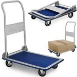 Casa si Gradina - Constructii - Depozitare, transport si protectie - Echipamente pentru transport si ridicat - Carucior cu platforma Pliabil , 83 x 47.5 x 73 cm, argintiu-albastru, 150 kg - Infinity.ro