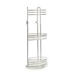 Casa si Gradina - Mobilier - Mobilier baie - Etajere baie - Etajera de colt pentru dus, trei  rafturi, montaj ventuze, Metal cromat si plastic, argintiu - Infinity.ro