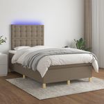 Casa si Gradina - Mobilier - Paturi si accesorii - Paturi - Pat cu arcuri, saltea si LED, gri taupe, 120x200 cm, textil - Infinity.ro