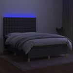 Casa si Gradina - Mobilier - Paturi si accesorii - Paturi - Pat cu arcuri, saltea si LED, gri inchis, 140x200 cm, textil - Infinity.ro