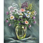 Casa si Gradina - Decoratiuni - Tablouri - Tablou canvas Flori salbatice, vaza sticla, pictura, buchet, 30 x 45 cm - Infinity.ro
