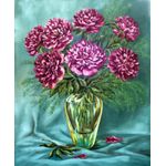 Casa si Gradina - Decoratiuni - Tablouri - Tablou canvas Flori, bujori, mov, pictura, buchet, 30 x 45 cm - Infinity.ro