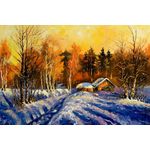Casa si Gradina - Decoratiuni - Tablouri - Tablou canvas Iarna, sat, zapada, pictura, 105 x 70 cm - Infinity.ro