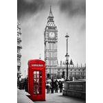 Casa si Gradina - Decoratiuni - Tablouri - Tablou canvas Londra, Big Ben, telefon rosu, retro, alb-negru, 50 x 75 cm - Infinity.ro