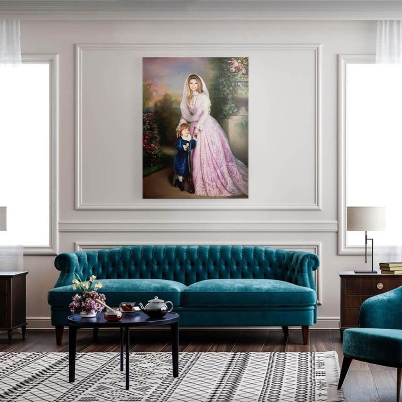 Cadouri - Cadouri personalizate - Portret de familie - Ducesa cu baietelul ei, 40x30cm - Infinity.ro