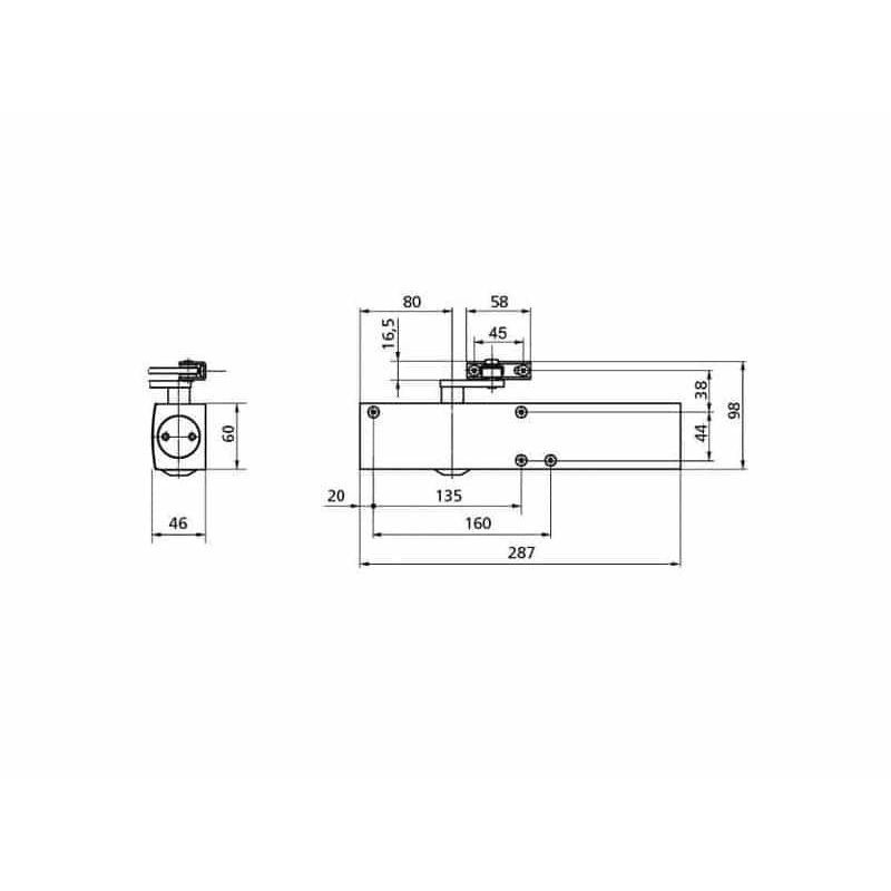 Casa si Gradina - Electrice - Automatizari porti - Amortizor pentru usi, rezistent la foc, clasa EN 1-6, 20-120kg, latime usa 850-1600 mm, cu brat cu blocare, GEZE TS 4000 - Infinity.ro