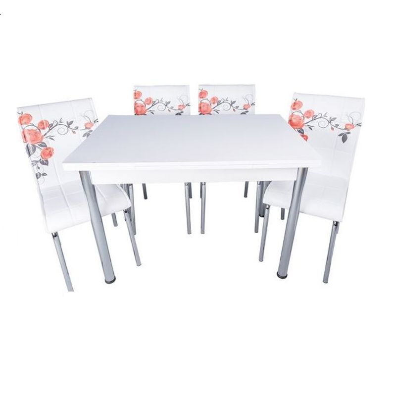 Casa si Gradina - Mobilier - Seturi de mobilier - Seturi bucatarie - Set masa, extensibila, 110 x70 cu 4 scaune Pedli trandafiri rosii - Infinity.ro