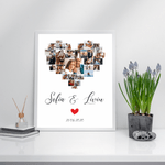 Casa si Gradina - Decoratiuni - Tablouri - Tablou personalizat, Inimioara, cu 30 poze, Nume, Data, din lemn natural, cadou pentru ziua indragostitilor, Priti Global, Alb, A3, 30 x 42 cm - Infinity.ro