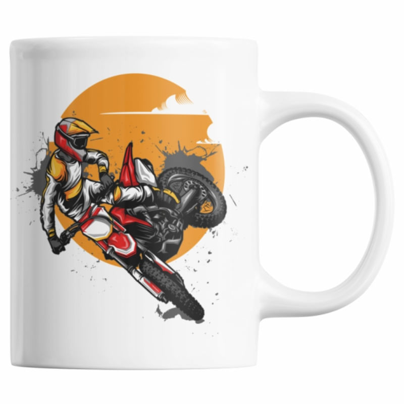 Casa si Gradina - Bucatarie si vesela - Cani si pahare - Cani si cesti - Cana pentru motociclisti, Priti Global, cadou pentru iubitorii de OFFROAD, Moto Racing, motocicleta rosu, 300 ml - Infinity.ro