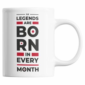 Cana cadou prieteni, imprimata cu mesaj amuzant "Legendele se nasc in fiecare luna", Priti Global, 300 ml