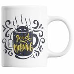 Casa si Gradina - Bucatarie si vesela - Cani si pahare - Cani si cesti - Cana cafea si ceai cu pisica simpatica si text "Buna dimineata", Priti Global, pentru iubitorii de pisici, 300 ml - Infinity.ro