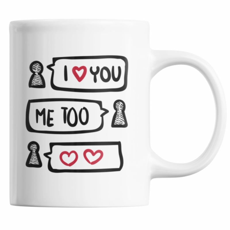Casa si Gradina - Bucatarie si vesela - Cani si pahare - Cani si cesti - Cana cadou de ziua indragostitilor, pentru el si ea,18 Februarie, Priti Global, cu mesaj dragastos I LOVE YOU; ME TOO, 300 ml - Infinity.ro