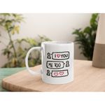 Casa si Gradina - Bucatarie si vesela - Cani si pahare - Cani si cesti - Cana cadou de ziua indragostitilor, pentru el si ea,18 Februarie, Priti Global, cu mesaj dragastos I LOVE YOU; ME TOO, 300 ml - Infinity.ro